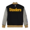 Pittsburgh steelers black grey full snap wool varsity jacket