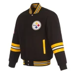 Pittsburgh Steelers Striped Black Wool Varsity Jacket