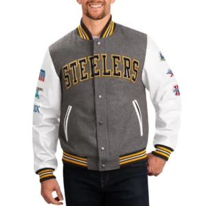 Pittsburgh steelers challenger wool leather varsity jacket 1