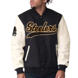 Pittsburgh steelers complete game wool leather black jacket