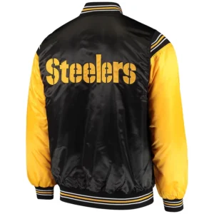 Pittsburgh steelers enforcer full snap satin varsity jacket blackyellow 1