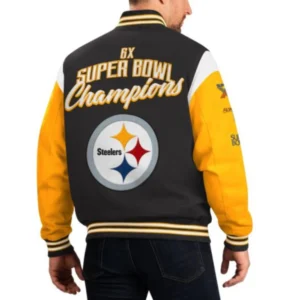 Pittsburgh steelers franchise black and yellow wool varsity jacket 2