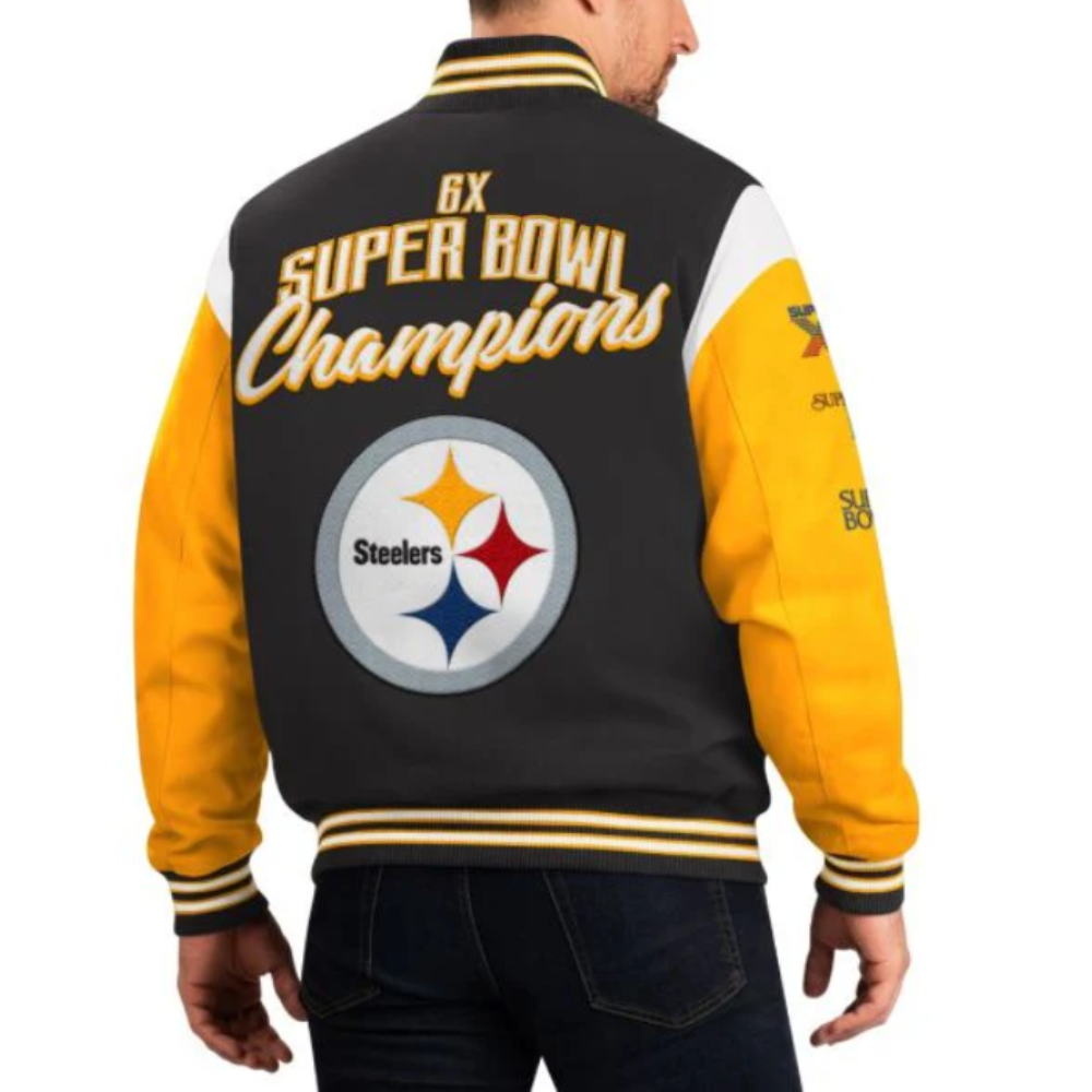 Pittsburgh steelers franchise black and yellow wool varsity jacket 2