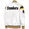 Pittsburgh steelers full snap satin varsity jacket white 2
