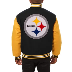 Pittsburgh steelers handmade wool varsity jacket black yellow 2
