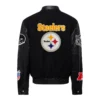 Pittsburgh steelers jeff hamilton wool leather varsity jacket black 2