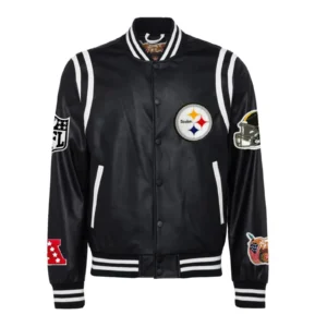 Pittsburgh steelers leather varsity jacket black 1