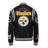 Pittsburgh steelers leather varsity jacket black 2