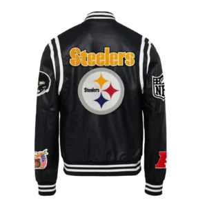 Pittsburgh steelers leather varsity jacket black 2