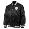 Pittsburgh steelers locker room satin varsity jacket black 1