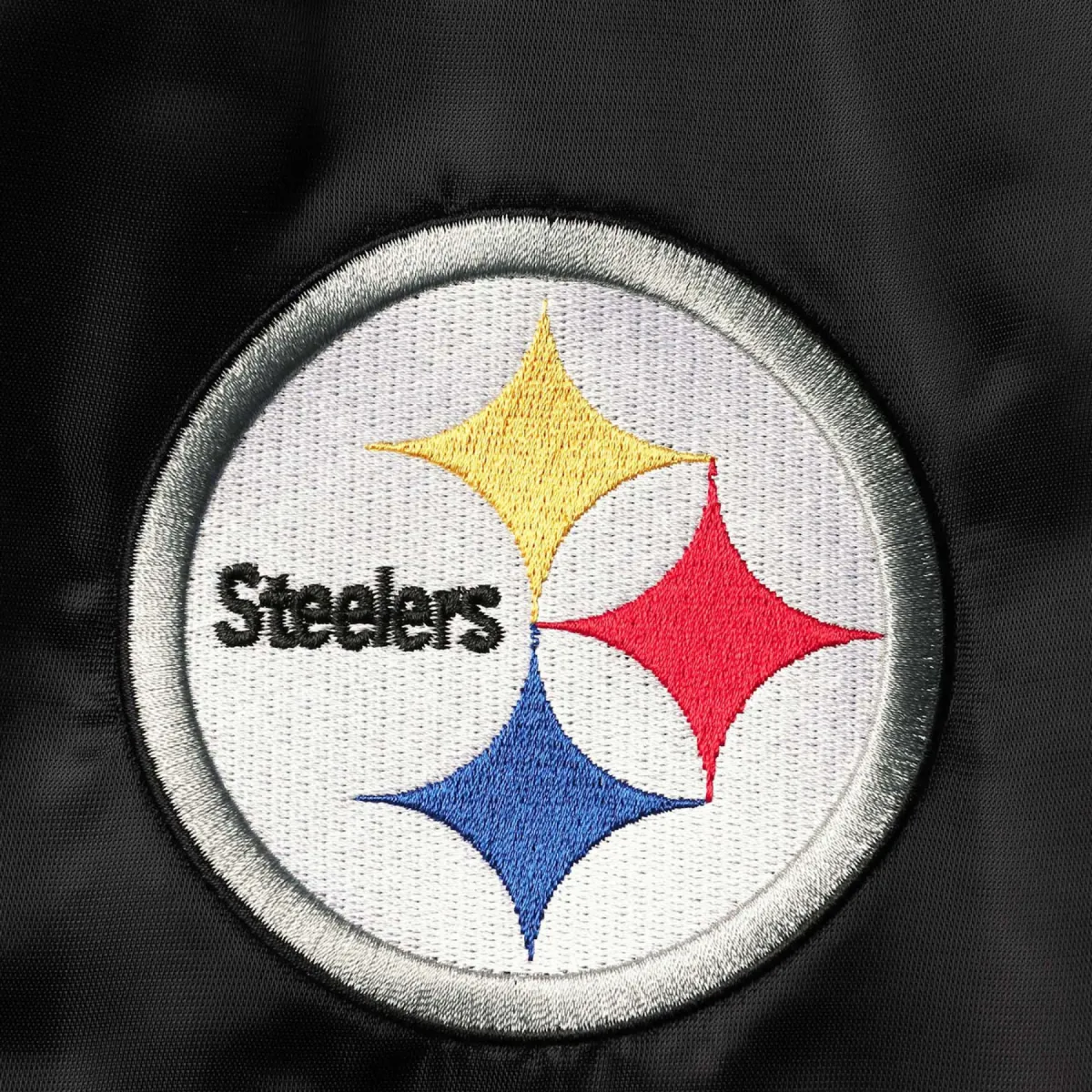 Pittsburgh steelers locker room satin varsity jacket black 3
