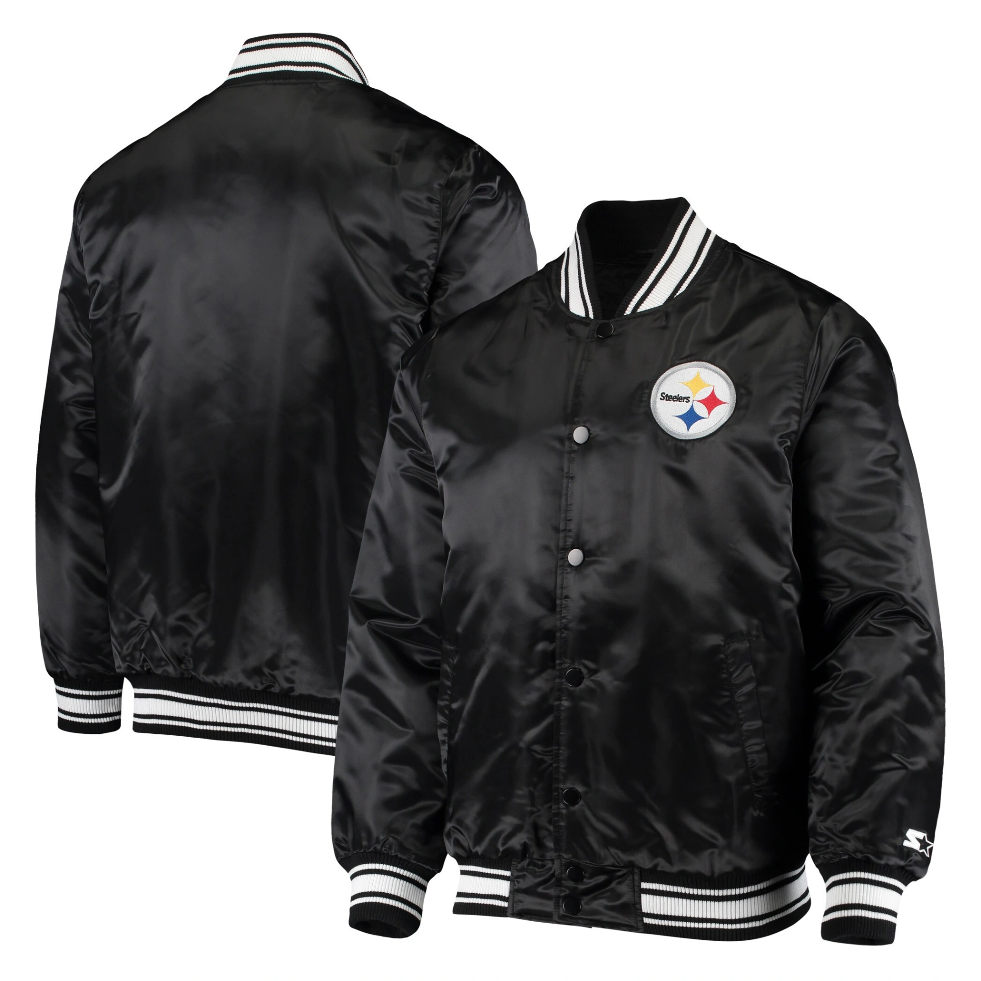 Pittsburgh steelers locker room satin varsity jacket black 4