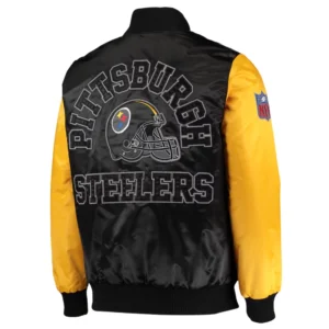 Pittsburgh steelers locker room throwback satin varsity jacket black yellow