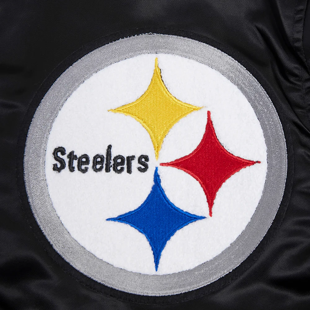 Pittsburgh steelers mashup full snap satin varsity jacket black 2
