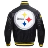 Pittsburgh steelers mashup full snap satin varsity jacket black 4