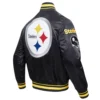 Pittsburgh steelers mashup full snap satin varsity jacket black 5