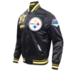 Pittsburgh steelers mashup full snap satin varsity jacket black 6