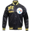 Pittsburgh steelers mashup full snap satin varsity jacket black 7
