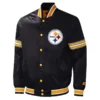 Pittsburgh steelers midfield full snap satin varsity jacket black 1