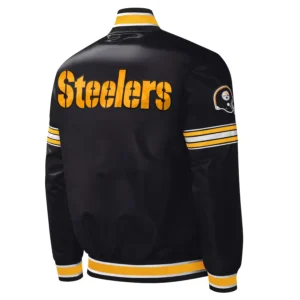 Pittsburgh steelers midfield full snap satin varsity jacket black 2