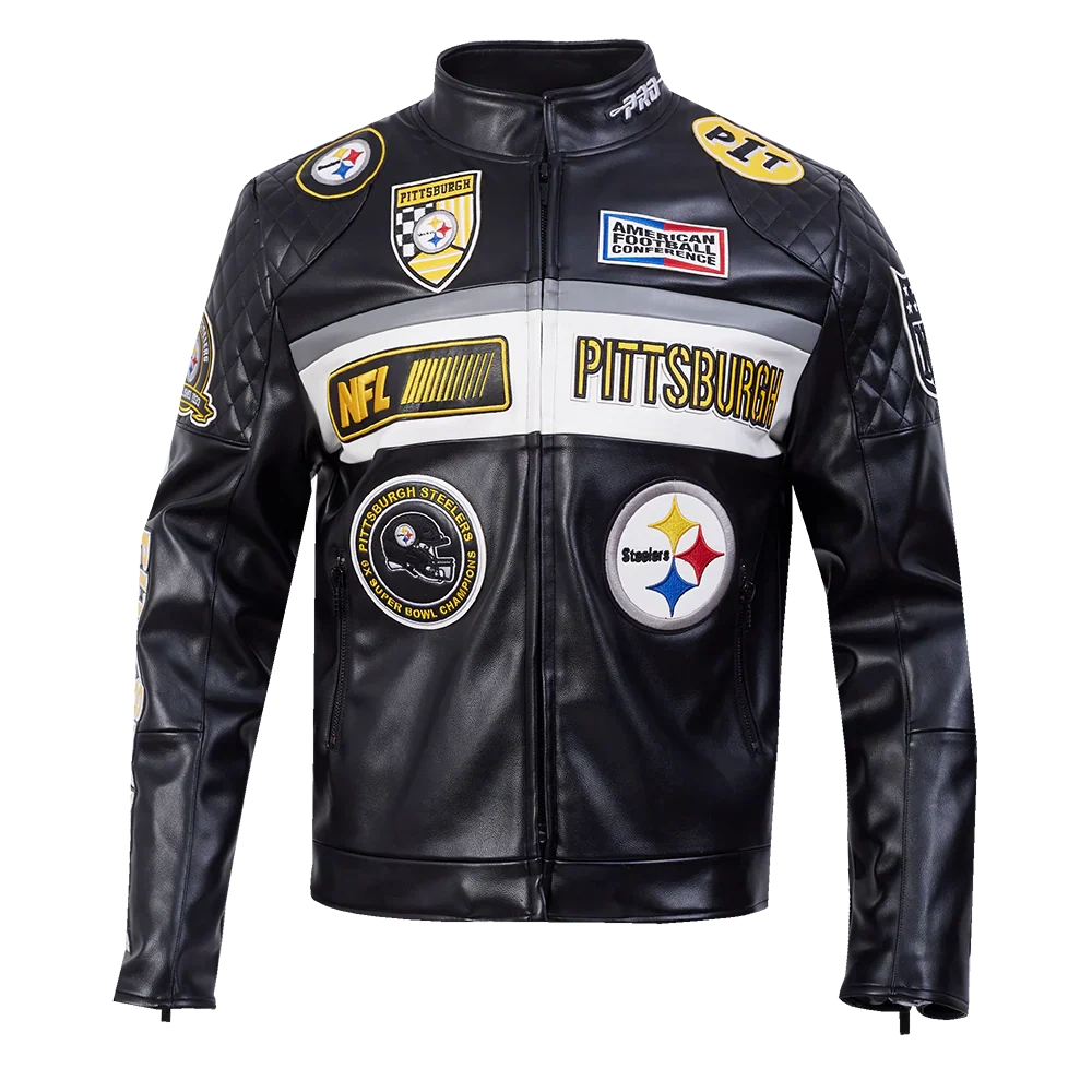Pittsburgh steelers moto black jacket