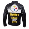Pittsburgh steelers moto black leather jacket