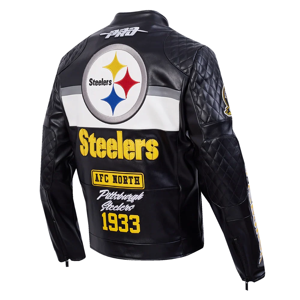 Pittsburgh steelers moto leather jacket