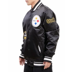 Pittsburgh steelers old english satin jacket black 1