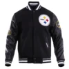 Pittsburgh steelers old english wool leather varsity jacket black 1 1