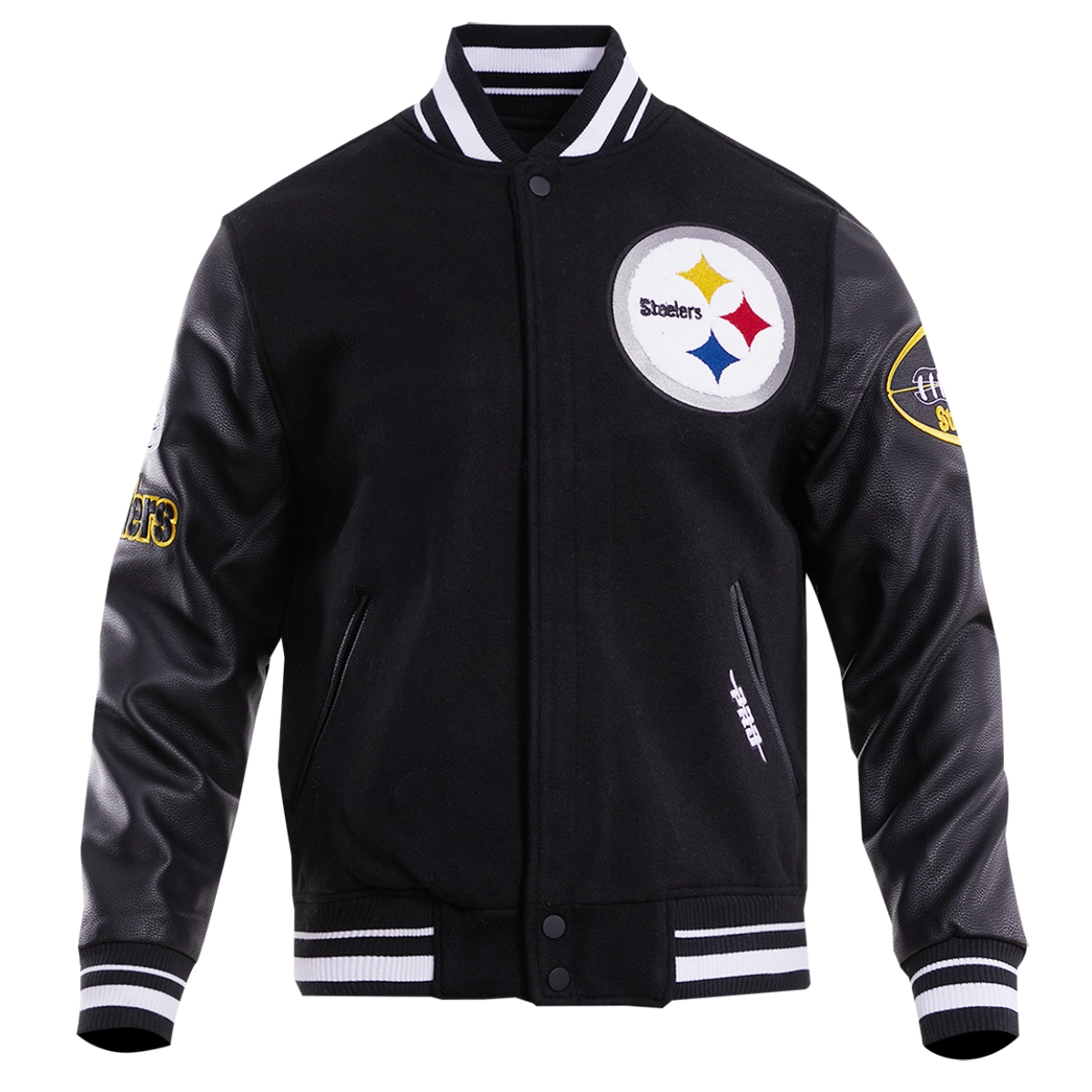 Pittsburgh steelers old english wool leather varsity jacket black 1 1