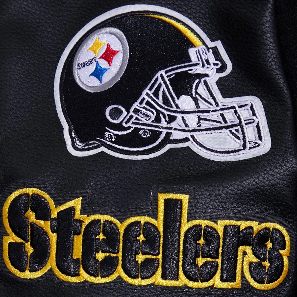 Pittsburgh steelers old english wool leather varsity jacket black 2 1