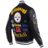 Pittsburgh steelers old english wool leather varsity jacket black 4 1