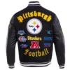Pittsburgh steelers old english wool leather varsity jacket black 5 1