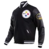 Pittsburgh steelers old english wool leather varsity jacket black 6 1
