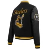 Pittsburgh steelers retro classic womens wool leather varsity jacket black 5
