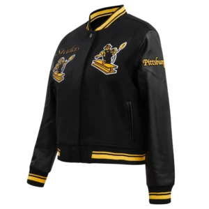 Pittsburgh steelers retro classic womens wool leather varsity jacket black 6