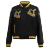 Pittsburgh steelers retro classic womens wool leather varsity jacket black 7