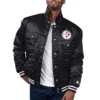 Pittsburgh steelers silver tab trucker satin varsity jacket black 1