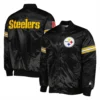 Pittsburgh steelers starter pick and roll full snap satin varsity jacket black 2