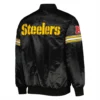 Pittsburgh steelers starter pick and roll full snap satin varsity jacket black 3
