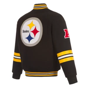 Pittsburgh steelers striped black varsity wool jacket
