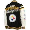 Pittsburgh steelers victory formation commemorative full snap varsity jacket black white 1 1