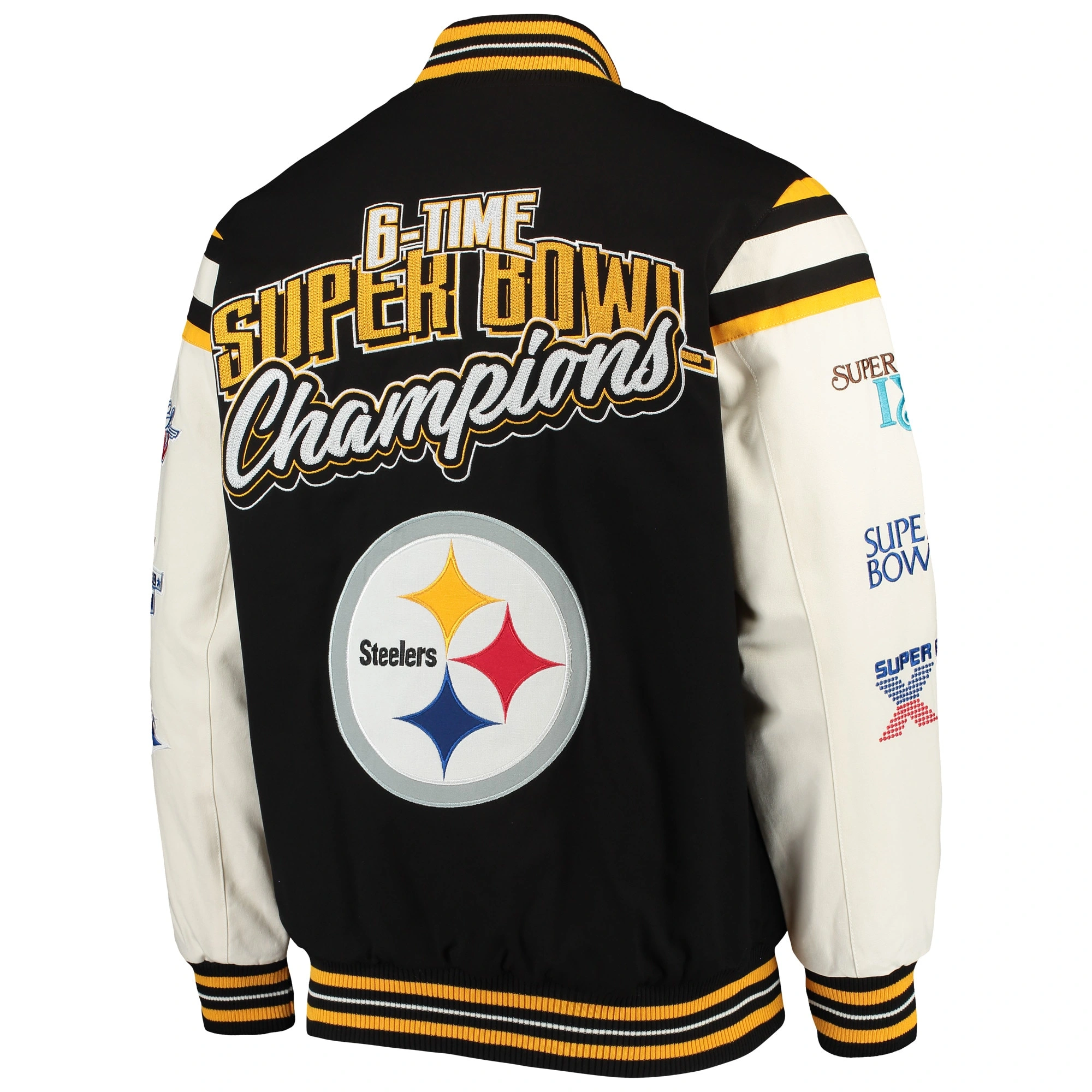 Pittsburgh steelers victory formation commemorative full snap varsity jacket black white 1 1