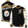 Pittsburgh steelers victory formation commemorative full snap varsity jacket black white 2 1