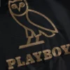 Playboy black satin varsity ovo logo