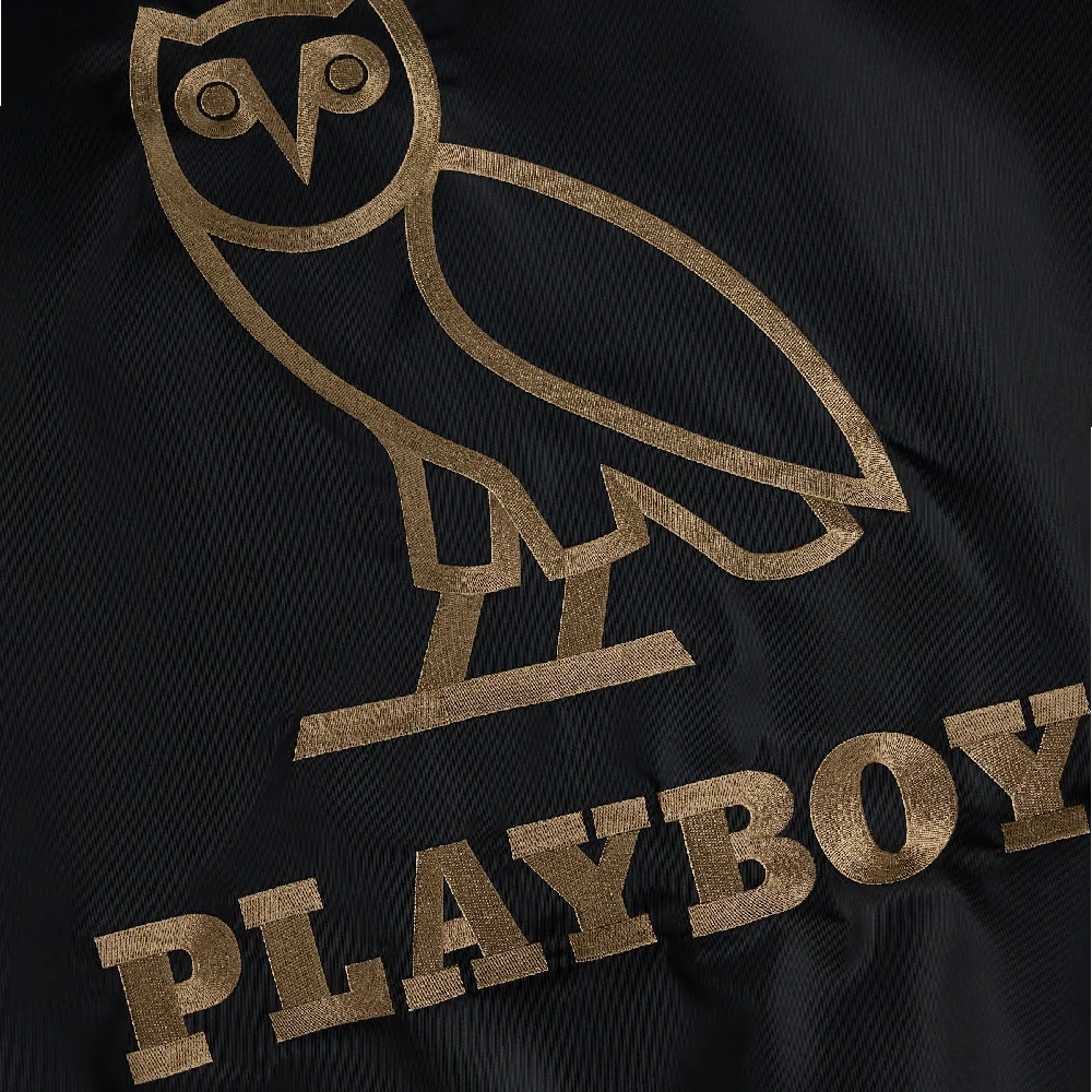 Playboy black satin varsity ovo logo