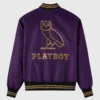 Playboy ovo purple satin varsity jacket