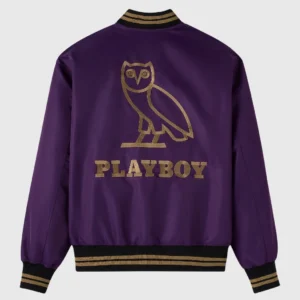 Playboy ovo purple satin varsity jacket