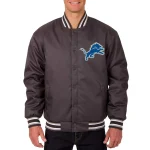Detroit Lions Poly Twill Full-Snap Gray Jacket