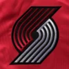 Portland trail blazers enforcer full snap satin varsity jacket red black